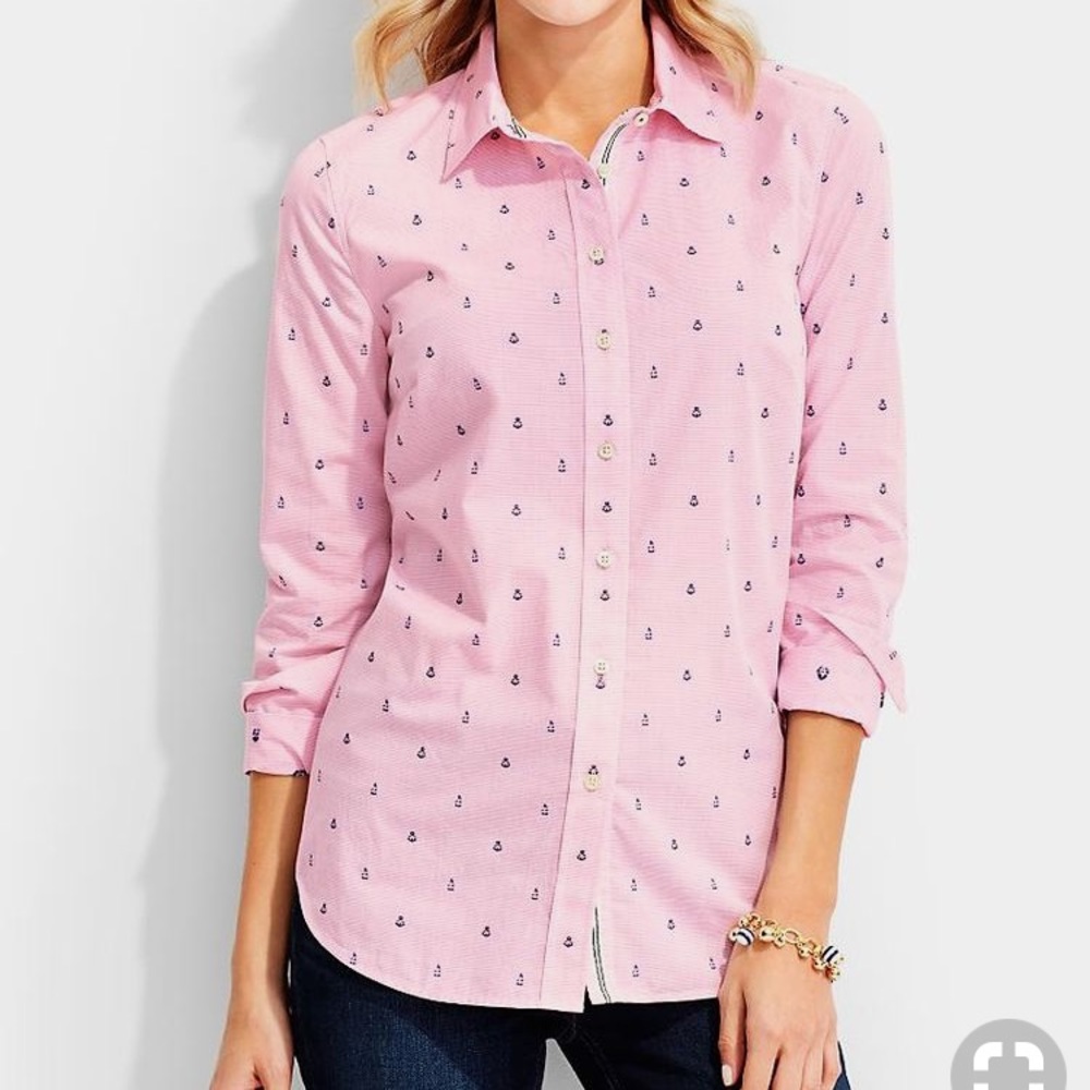 ✨NWT Talbots Anchor Embroidered Button Down Shirt